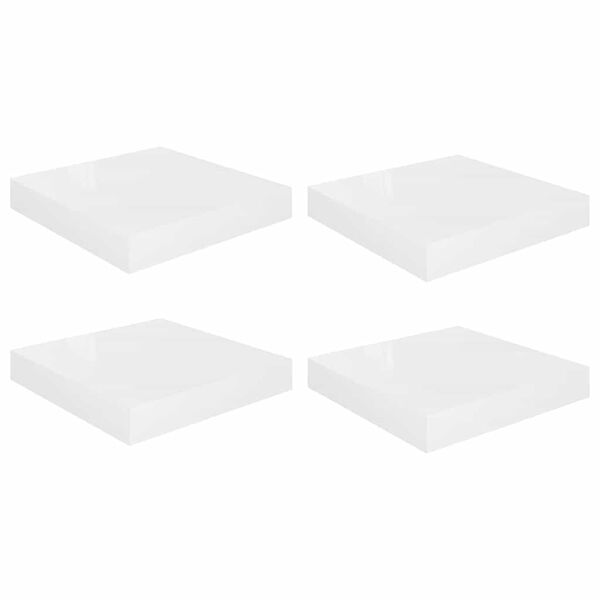 vidaXL &Eacute;tag&egrave;re murale flottante 4 pcs Blanc brillant 23x23,5x3,8cm MDF