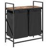 vidaXL Panier &agrave; linge &agrave; 2 compartiments avec &eacute;tag&egrave;re ch&ecirc;ne fum&eacute;