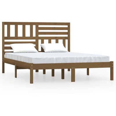 vidaXL Cadre de lit Marron miel Bois de pin massif 140x200 cm