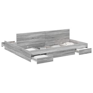 vidaXL Cadre de lit avec rangement avec porte Gris Sonoma 200 x 200 cm