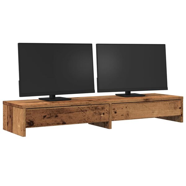 vidaXL Support de moniteur avec tiroirs vieux bois bois d'ingénierie