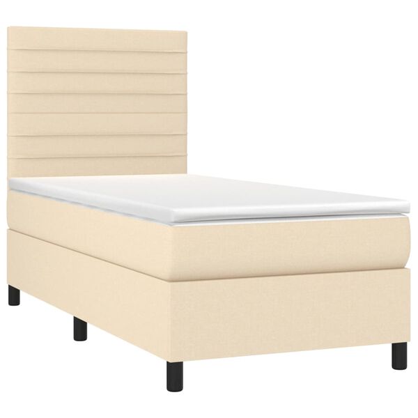 vidaXL Sommier &agrave; lattes de lit avec matelas Cr&egrave;me 80x200 cm Tissu