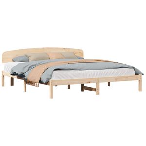 vidaXL Cadre de lit avec t&ecirc;te de lit Naturel 200 x 200 cm Pin massif