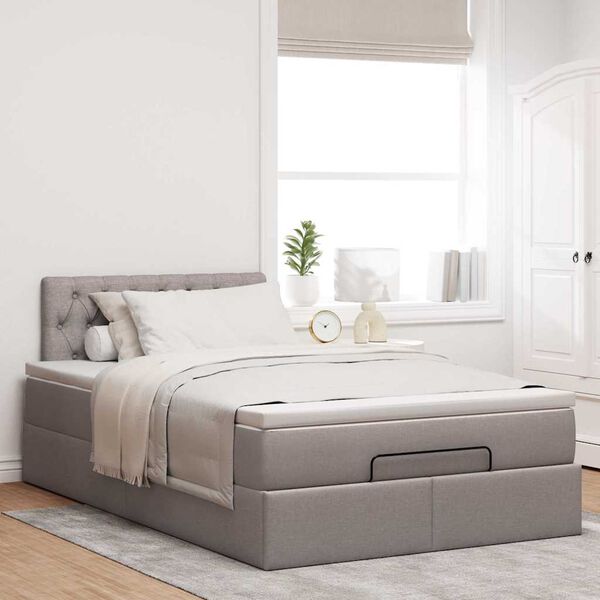 vidaXL Lit ottoman avec matelas et LED Taupe 120x190 cm tissu