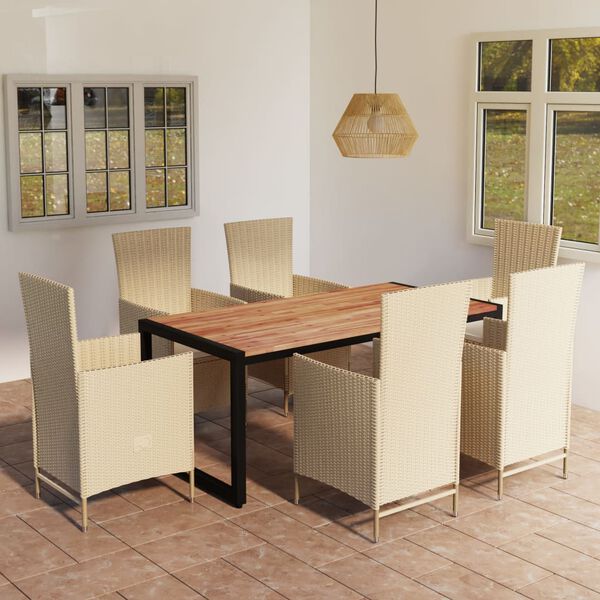 vidaXL Ensemble &agrave; manger de jardin 7 pcs Beige