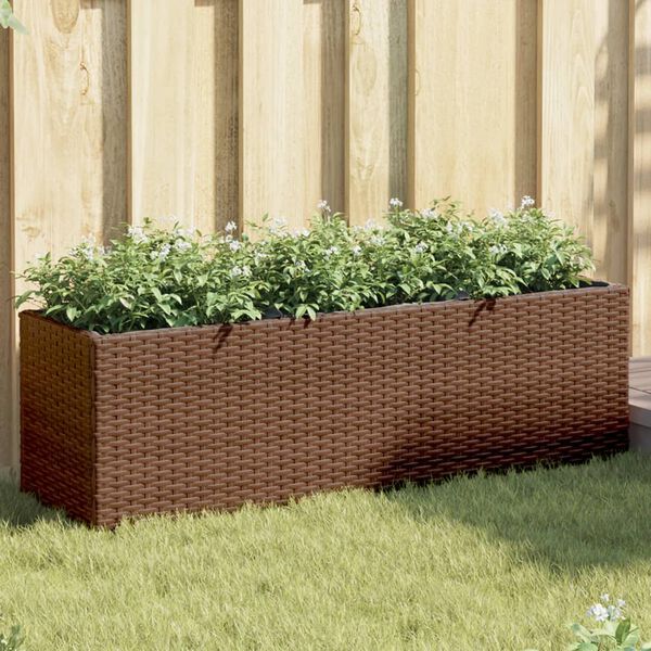 vidaXL Jardini&egrave;re avec 3 pots marron 105x30x32 cm r&eacute;sine tress&eacute;e