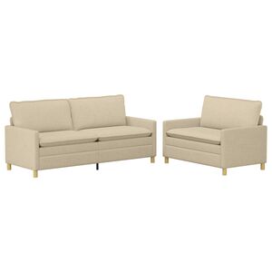 vidaXL Ensemble de Canap&eacute;s 2 pc Cr&egrave;me Tissu