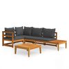 vidaXL Salon de jardin 4 pcs avec coussins gris fonc&eacute; Bois d'acacia