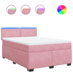 vidaXL Sommier &agrave; lattes de lit avec matelas Rose 140x190 cm Velours