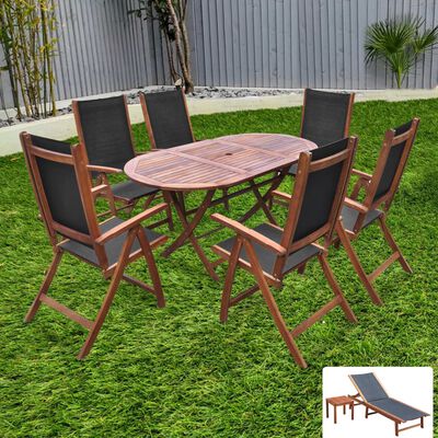 vidaXL Ensemble à manger d'extérieur 9 pcs et coussins Acacia solide