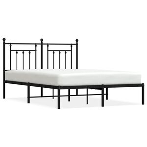 vidaXL Cadre de lit m&eacute;tal sans matelas avec t&ecirc;te de lit noir 140x200cm