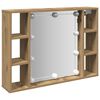 vidaXL Armoire &agrave; miroir avec LED ch&ecirc;ne artisanal 76x15x55 cm