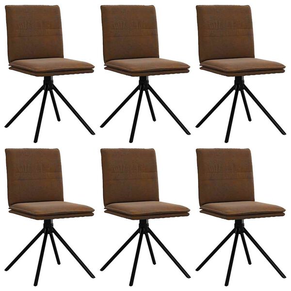 vidaXL Chaises &agrave; manger lot de 6 marron similicuir daim