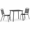 vidaXL Ensemble &agrave; manger de jardin 3 pcs anthracite acier