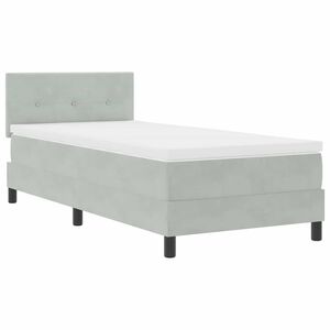 vidaXL Lit &agrave; ressort LED avec matelas Gris clair 100 x 200 cm Velours