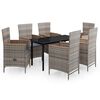 vidaXL Ensemble &agrave; manger de jardin avec coussins 7 pcs Gris