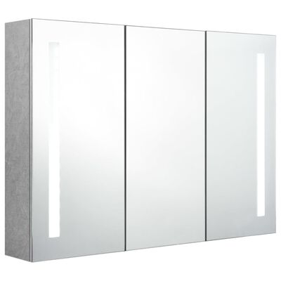 vidaXL Armoire de salle de bain à miroir LED Gris béton 89x14x62 cm