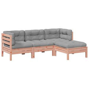 vidaXL Salon de jardin 4 pcs et coussins bois massif sapin de douglas