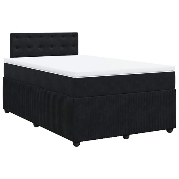 vidaXL Sommier &agrave; lattes de lit avec matelas noir 120x190 cm velours