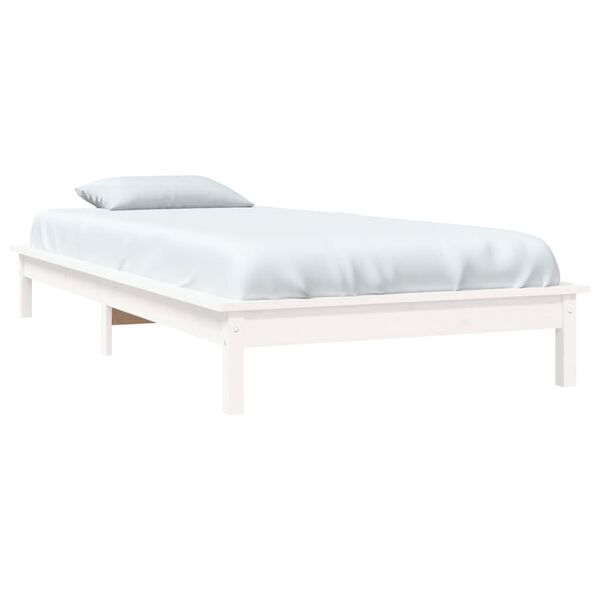 vidaXL Cadre de lit sans matelas blanc bois massif