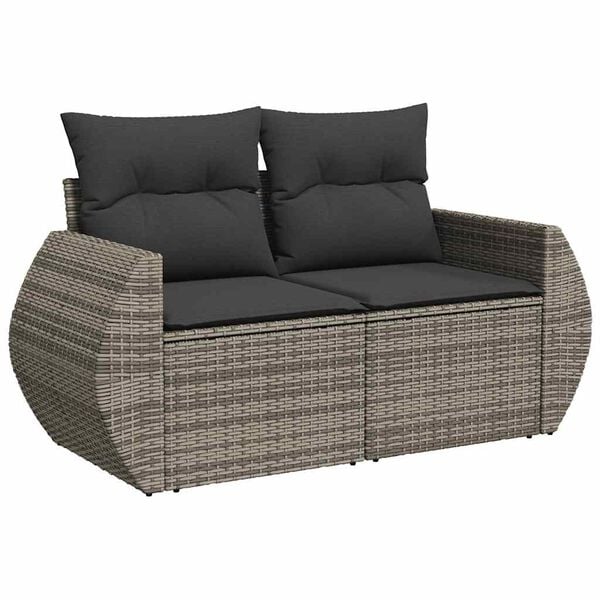 vidaXL Salon de jardin 6 pcs avec coussins gris r&eacute;sine tress&eacute;e