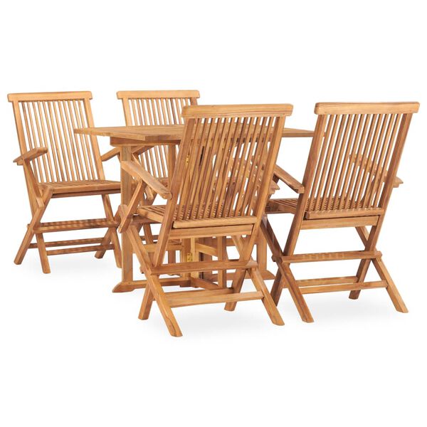 vidaXL Ensemble &agrave; manger d'ext&eacute;rieur pliable 5 pcs Bois solide de teck