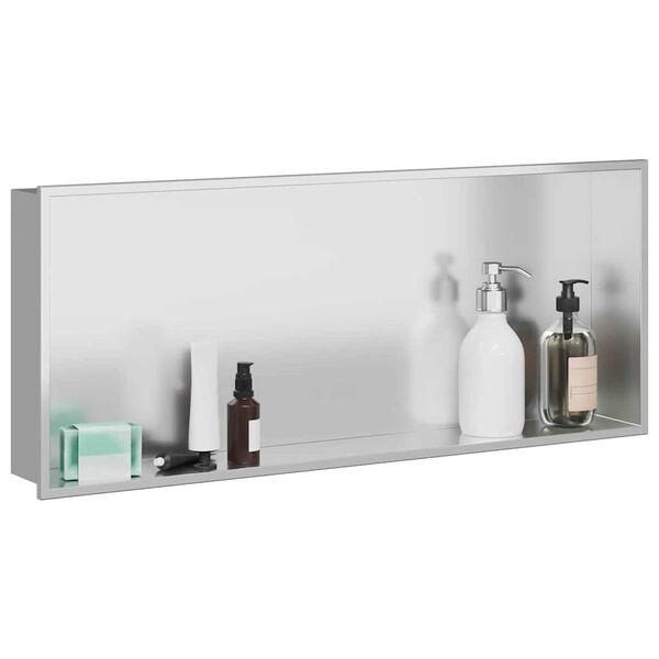 vidaXL Niche de Douche Argent&eacute; 75 x 30 x 9,5 cm Acier inoxydable