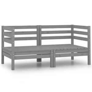 vidaXL Canap&eacute;s d'angle de jardin 2 pcs gris bois de pin massif