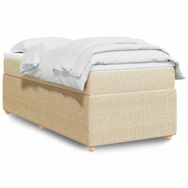 vidaXL Sommier &agrave; lattes de lit et matelas Cr&egrave;me 90x190 cm Tissu