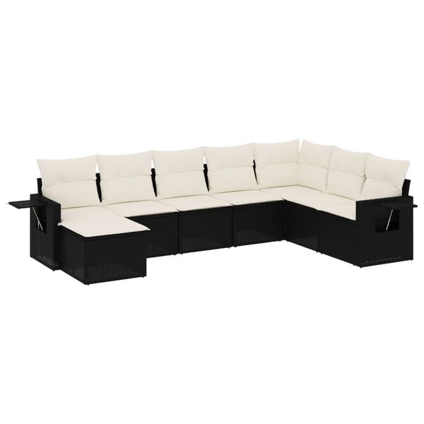 vidaXL Salon de jardin 8 pcs avec coussins noir r&eacute;sine tress&eacute;e