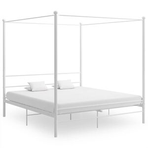vidaXL Cadre de lit &agrave; baldaquin sans matelas blanc m&eacute;tal 180x200 cm