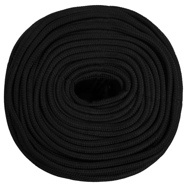 vidaXL Corde de travail Noir 6 mm 100 m Polyester