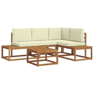 vidaXL 5 pc Ensemble de canap&eacute;s d'ext&eacute;rieur Naturel et Cr&egrave;me