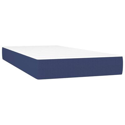 vidaXL Sommier à lattes de lit avec matelas Bleu 90x200 cm Tissu