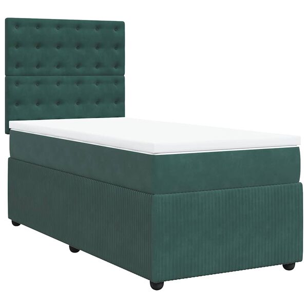vidaXL Sommier &agrave; lattes de lit avec matelas Vert fonc&eacute; 100x200 cm