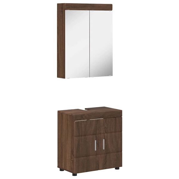 vidaXL Ensemble de mobilier de salle de bain TULUM Ch&ecirc;ne brun