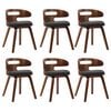 vidaXL Chaises &agrave; manger lot de 6 gris fonc&eacute; bois courb&eacute; et tissu