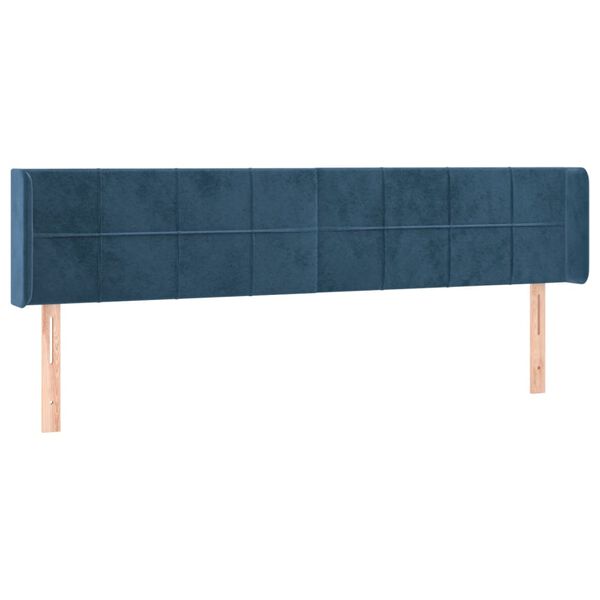 vidaXL Tête de lit à LED Bleu foncé 183x16x78/88 cm Velours