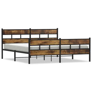 vidaXL Cadre de lit en m&eacute;tal sans matelas ch&ecirc;ne fum&eacute; 180x200 cm