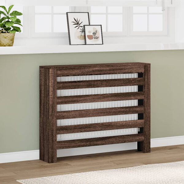 vidaXL Cache-radiateur ch&ecirc;ne marron 104x20x82 cm bois d'ing&eacute;nierie