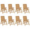 vidaXL Chaises de jardin inclinables et coussins lot de 8 teck solide