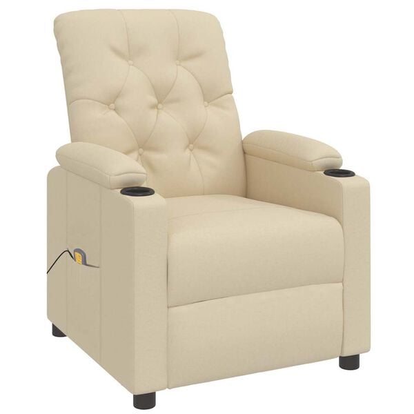 vidaXL Fauteuil de massage Crème Tissu