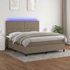 vidaXL Sommier &agrave; lattes de lit et matelas et LED Taupe 160x200cm Tissu