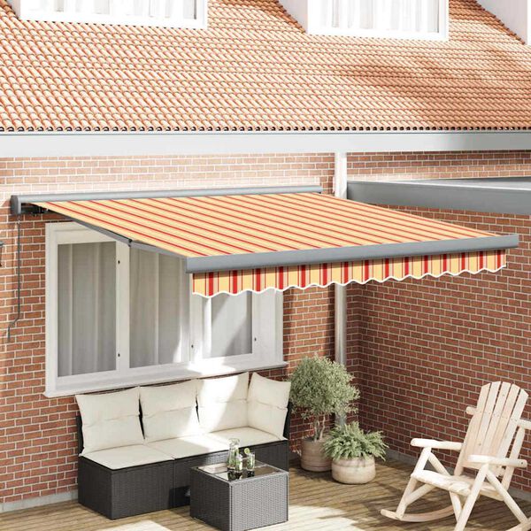 vidaXL Auvent Rétractable Jaune et Orange 300 x 250 cm Tissu et Métal