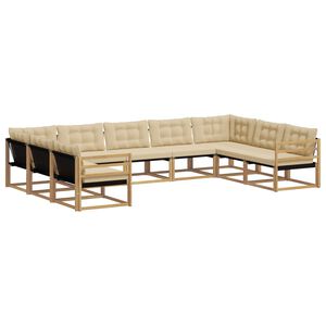vidaXL Ensemble de canap&eacute;s d'ext&eacute;rieur 9 pcs Blanc et Beige