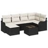 vidaXL Ensemble de canap&eacute; de jardin 7 pcs Noir et blanc Poly rotin