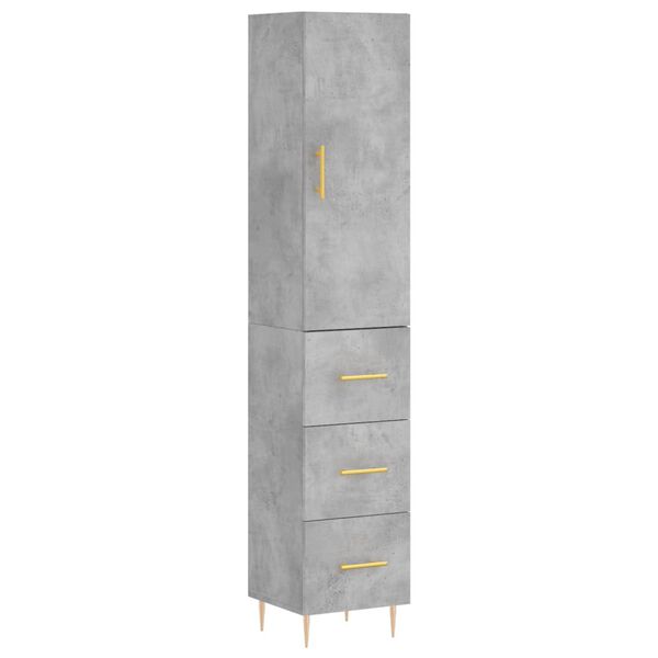 vidaXL Buffet haut Gris b&eacute;ton 34,5x34x180 cm Bois d'ing&eacute;nierie