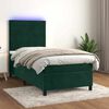 vidaXL Sommier &agrave; lattes de lit matelas LED Vert fonc&eacute; 90x190cm Velours