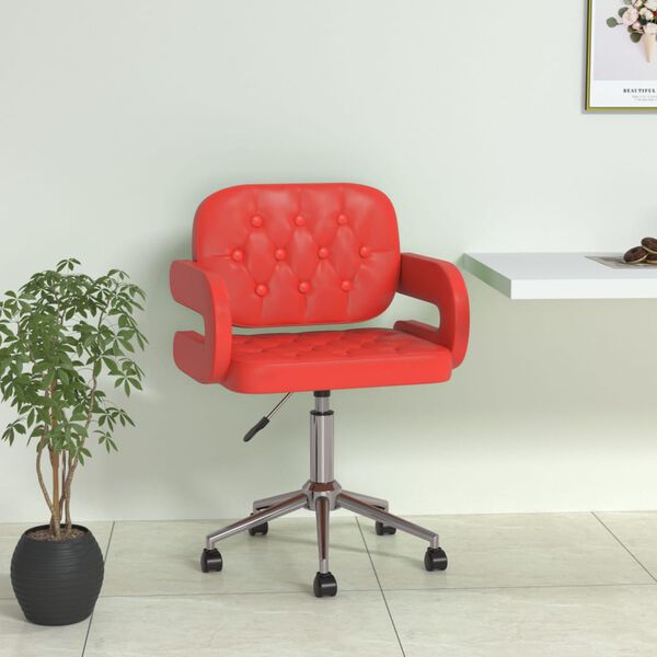 vidaXL Chaise pivotante de salle &agrave; manger Rouge Similicuir