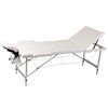 vidaXL Table pliable de massage Blanc cr&egrave;me 3 zones cadre en aluminium